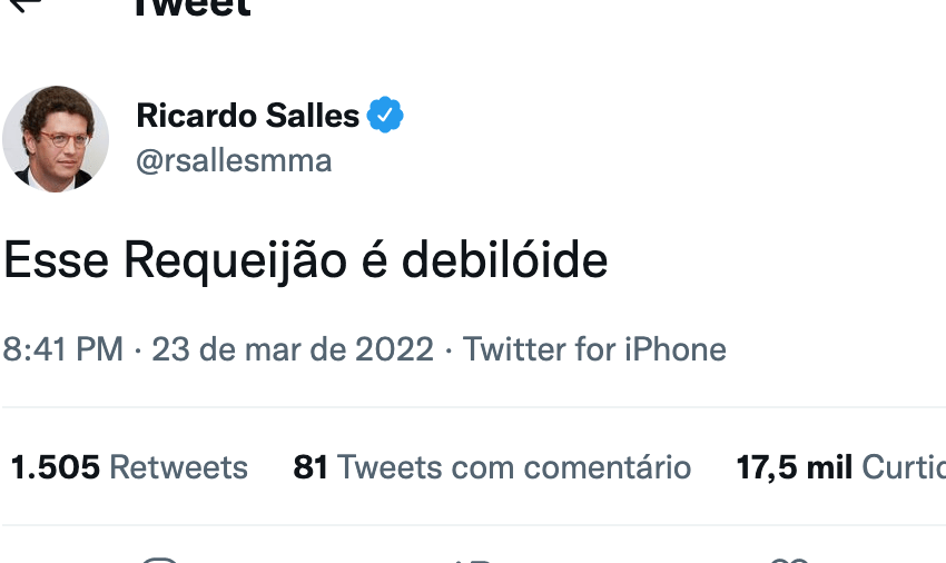  Ricardo Salles xinga Requião de debilóide