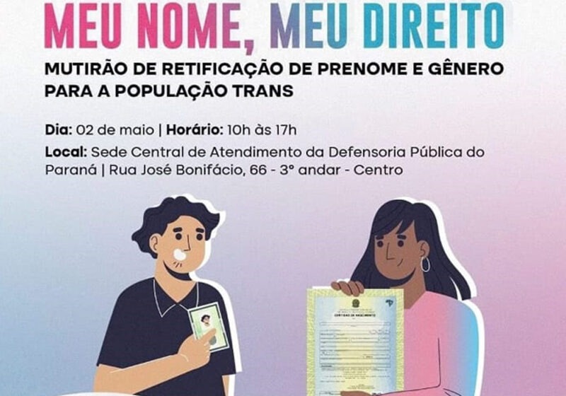  Mutirão vai orientar a população trans sobre retificação de pronome e gênero