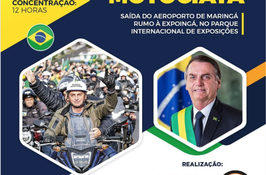  Bolsonaro participa de motociata em Maringá e visita Expoingá