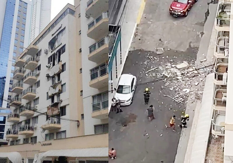  Sacadas de prédio desabam em Balneário Camboriú