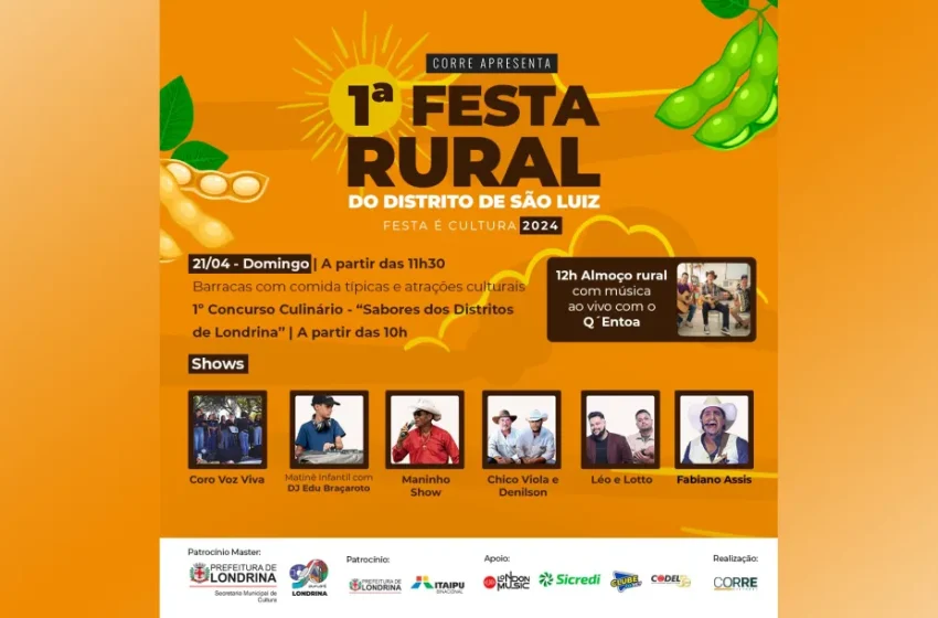  Em Londrina, Distrito de São Luiz recebe festa rural neste sábado (20) e domingo (21)