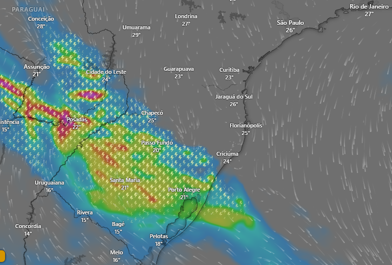 tempo mapa sul