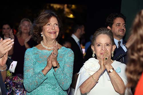 Da esquerda para a direita Rosana Camargo de Arruda Botelho e Rainha Silvia da Suécia