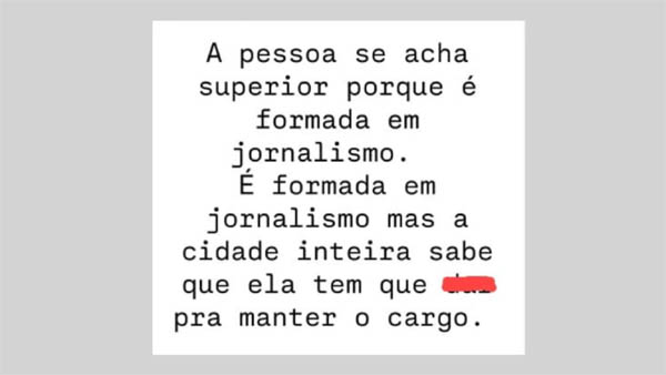 Reprodução do ataque da blogueira à jornalista