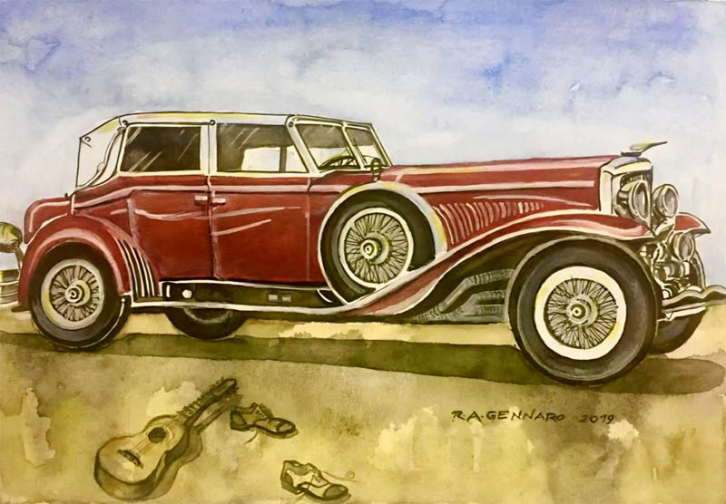 aquarela de um automóvel