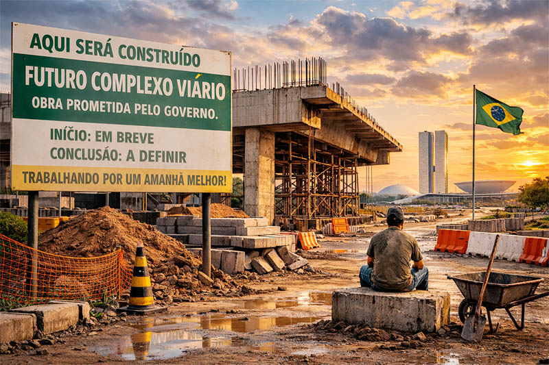 ilustração de uma obra sem prazo para terminar