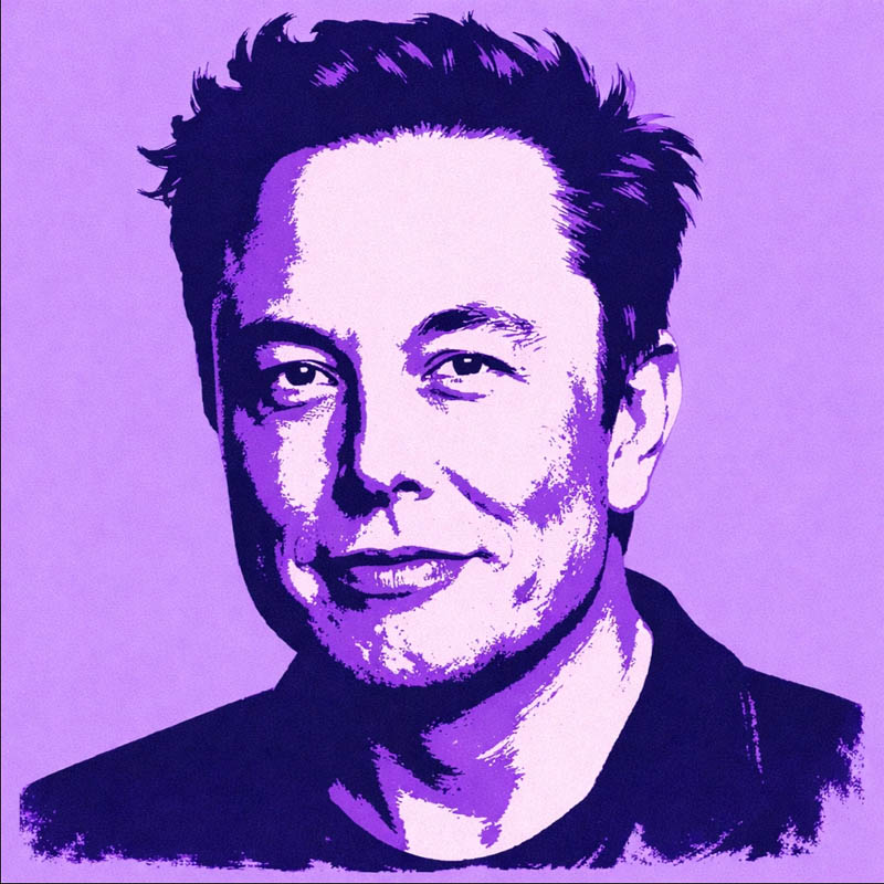 bilionário elon musk em imagem pop art